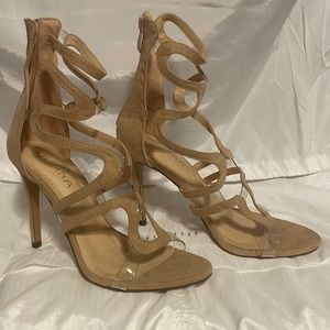 Sz 10 Lilianna Beige Suede High Heels